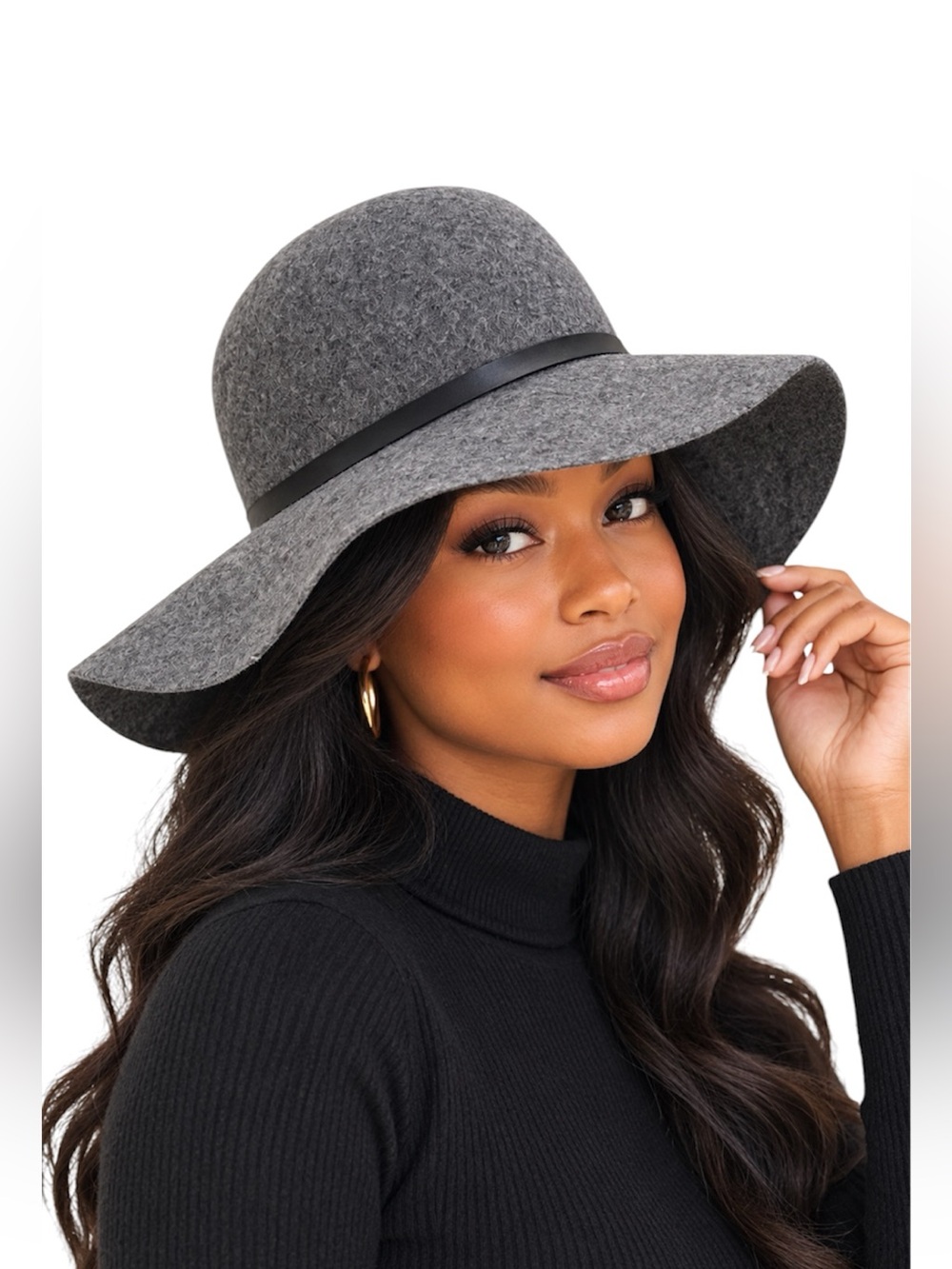 NWT D&Y 100% Wool Smoked Gray Classic Brim Felt Floppy Hat -